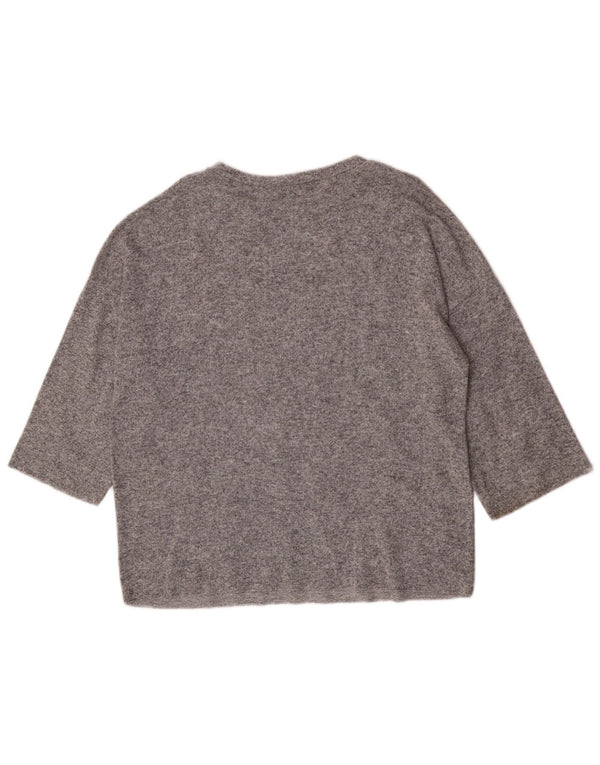 Zara Womens 3/4 Sleeve Boat Neck Jumper Sweater UK 14 Medium Grey
