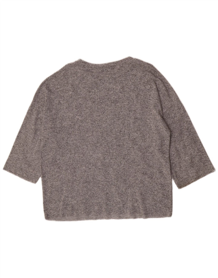 Zara Dame 3/4-ærmet bådhalstrøje trøje UK 14 Medium Grå