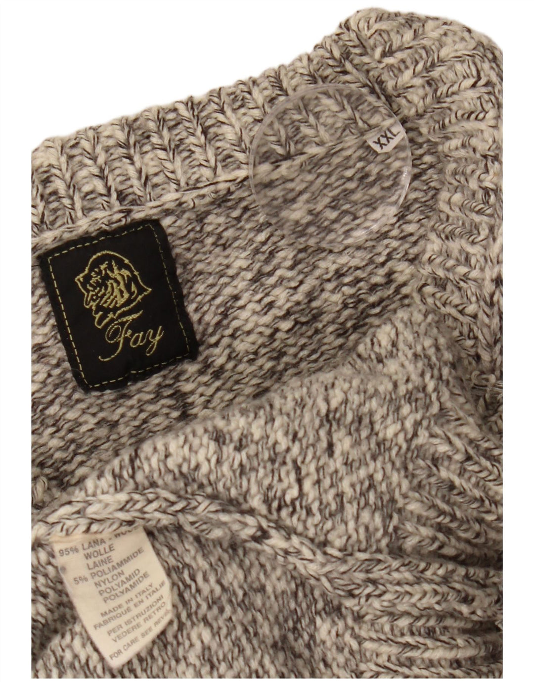 Fay Herre V-hals sweater 2XL Grå Flecked Uld