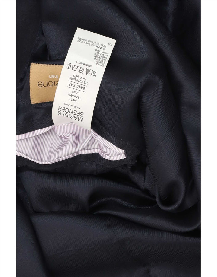 Marks & Spencer Herre 2-knaps blazerjakke UK 46 XL marineblå silke