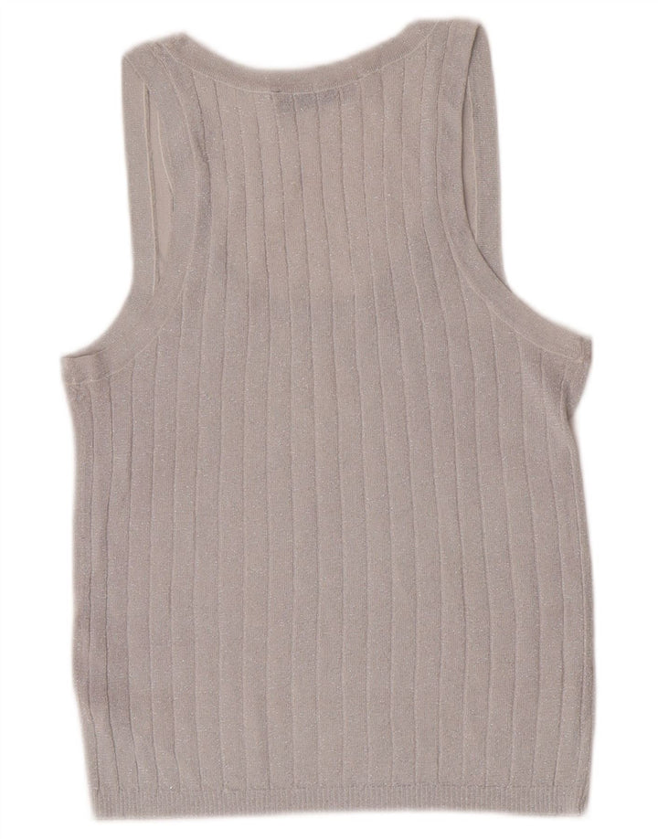 Zara Damevest Top UK 14 Large Silver Flecked Viscose