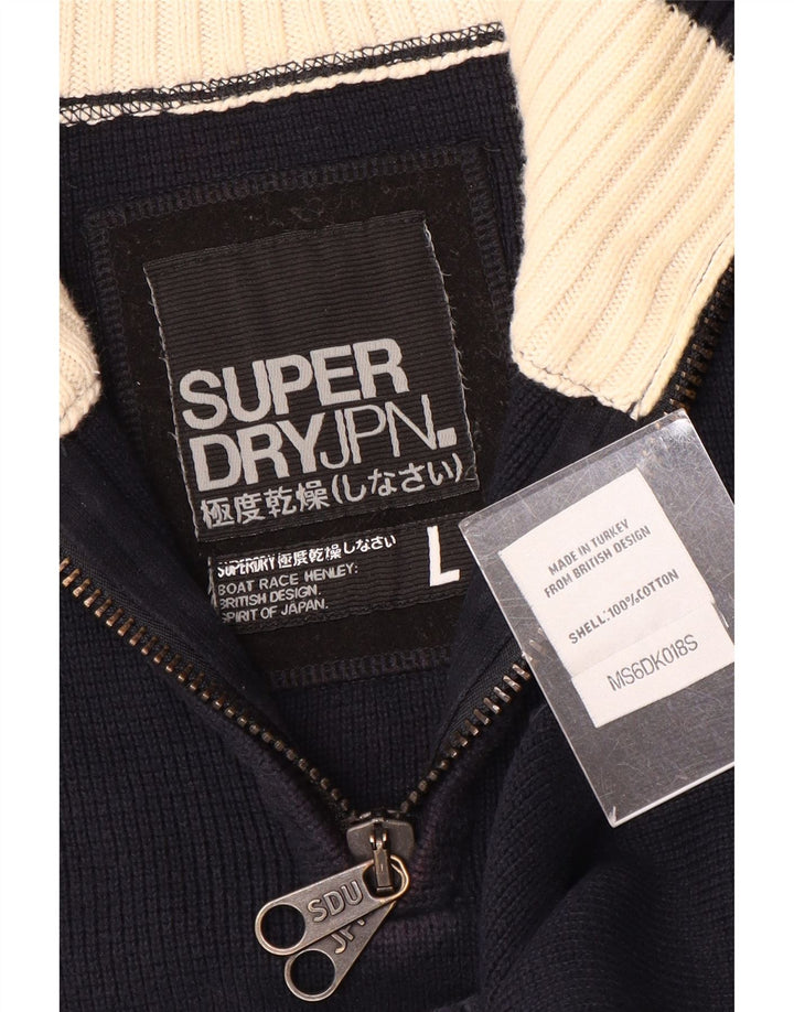 Superdry Sweater med lynlås til mænd Stor marineblå bomuld