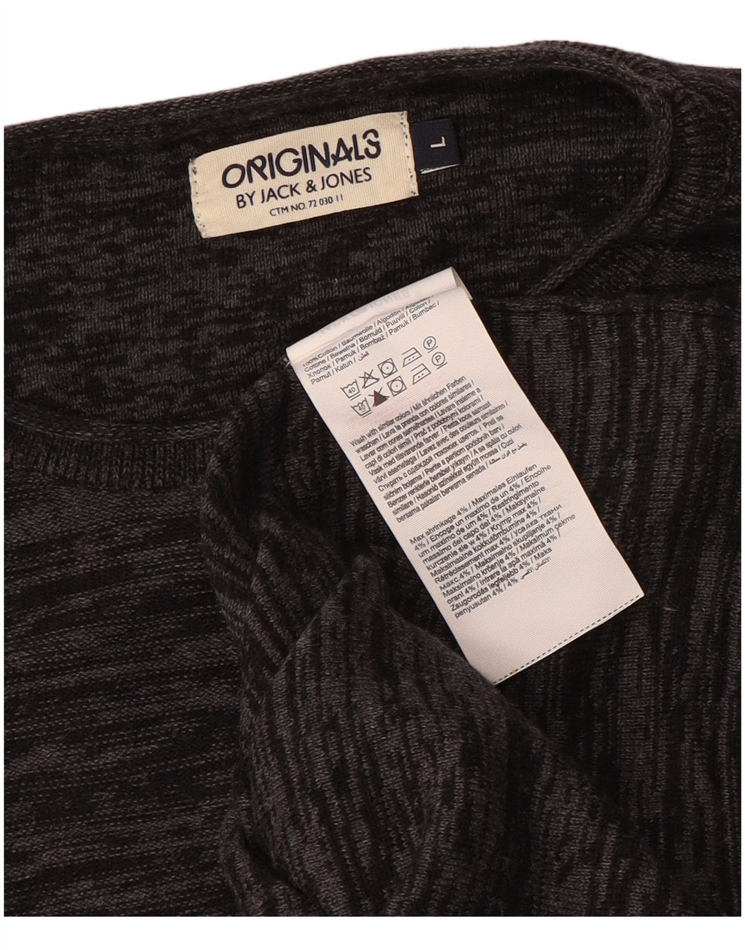 Jack & Jones Herre trøje med rund hals, stor grå flækket bomuld