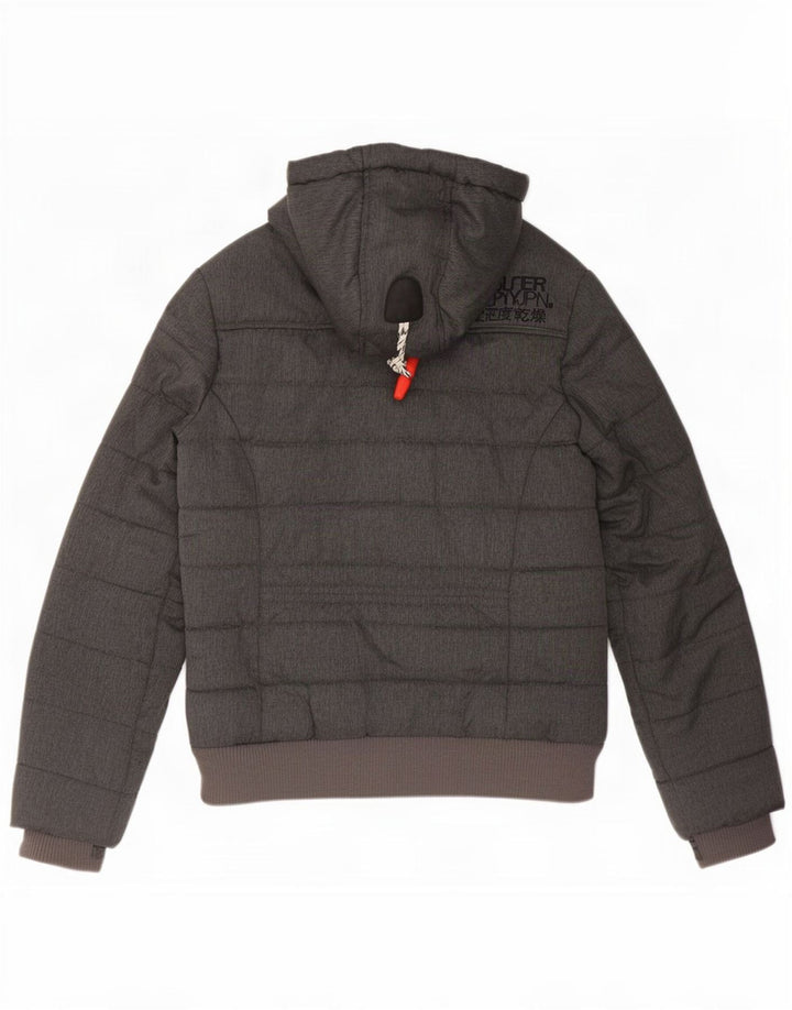 Superdry, polstret hættejakke til kvinder UK 10 Small Grå Polyester