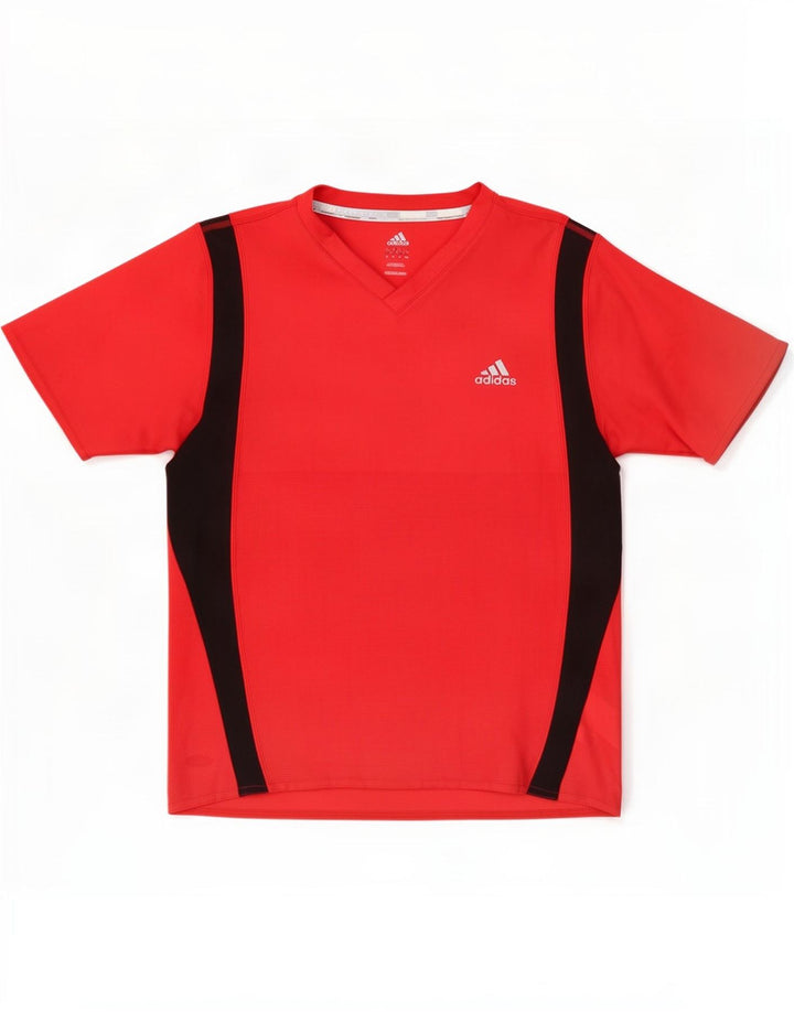 Adidas Herre T-Shirt Top Medium Rød Colourblock Polyester