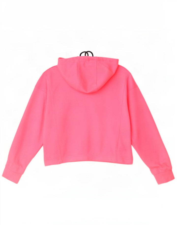 Zara Womens Crop Oversized hættetrøje med lynlås UK 14 Medium Pink Polyester