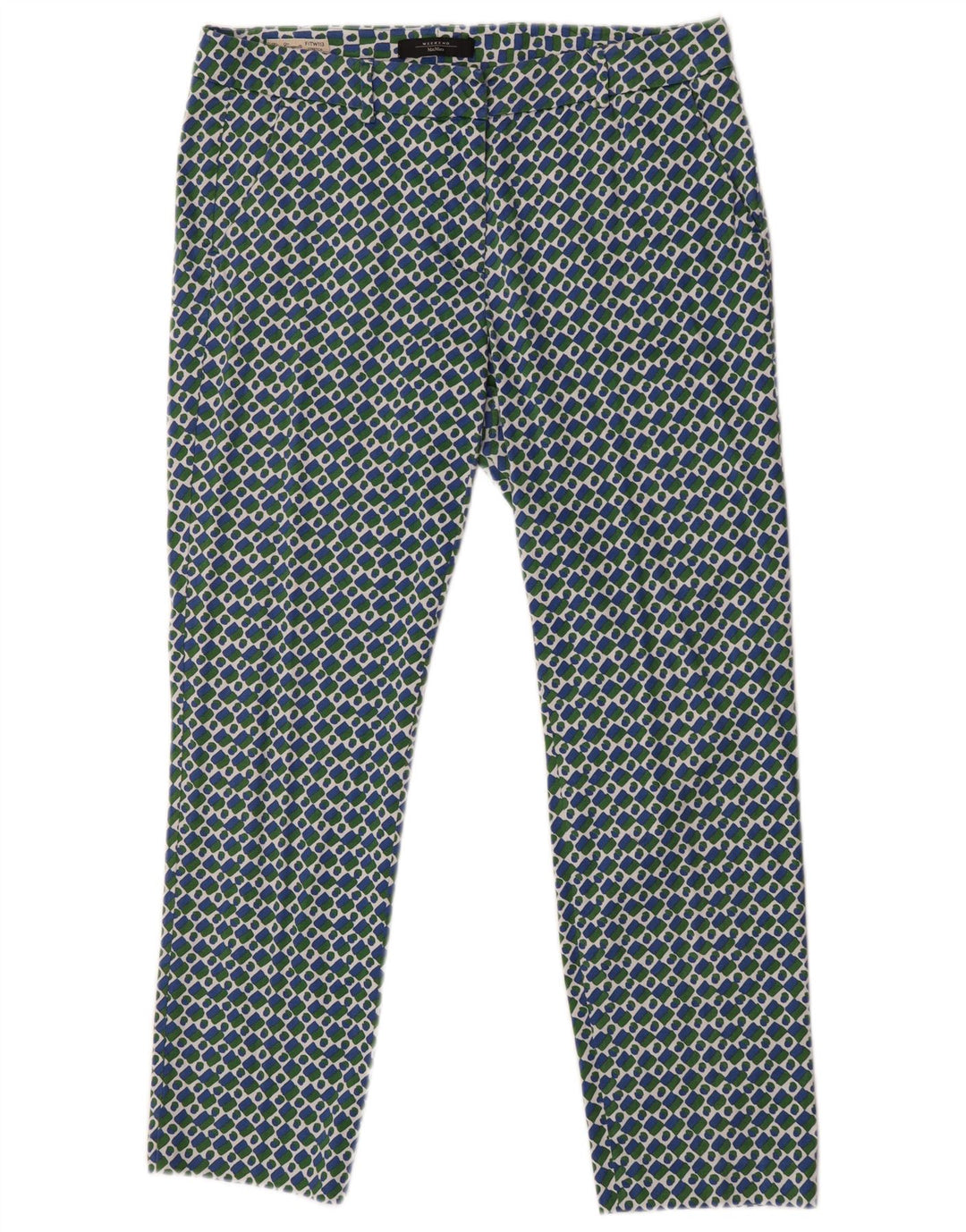Max Mara Dame Weekend Lige Chino Bukser W32 L26 Blå Geometrisk