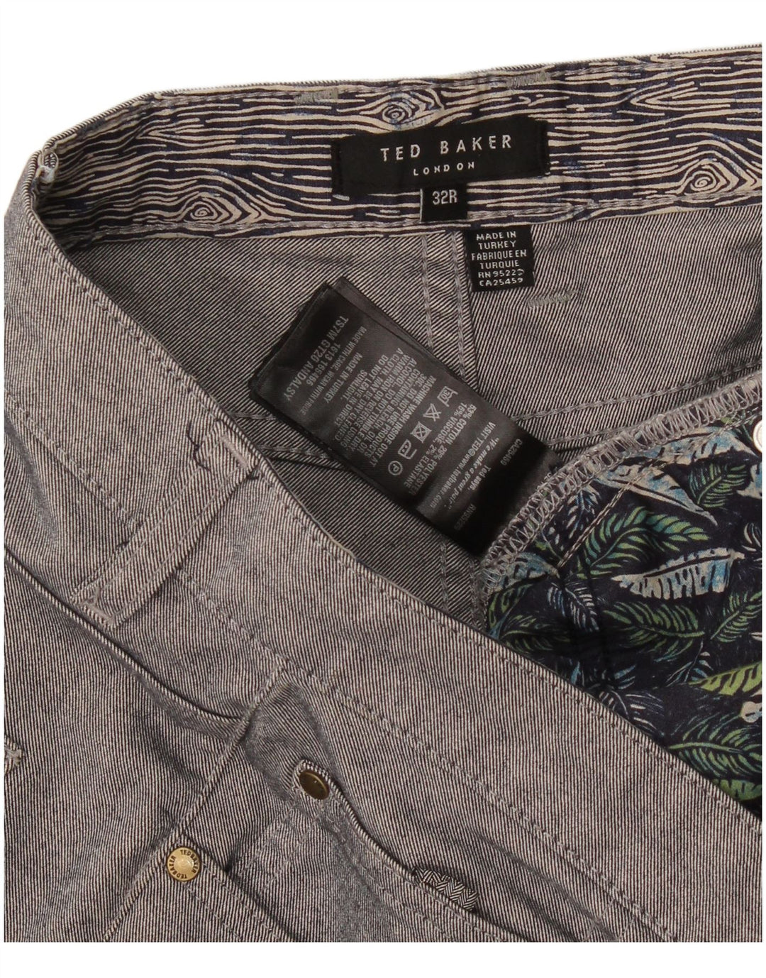 Ted Baker Herre Slim Casual Bukser W32 L30 Grå Bomuld