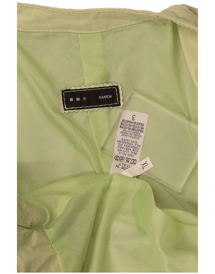 Sasch Womens Crop Læderjakke UK 18 XL Grønt Læder