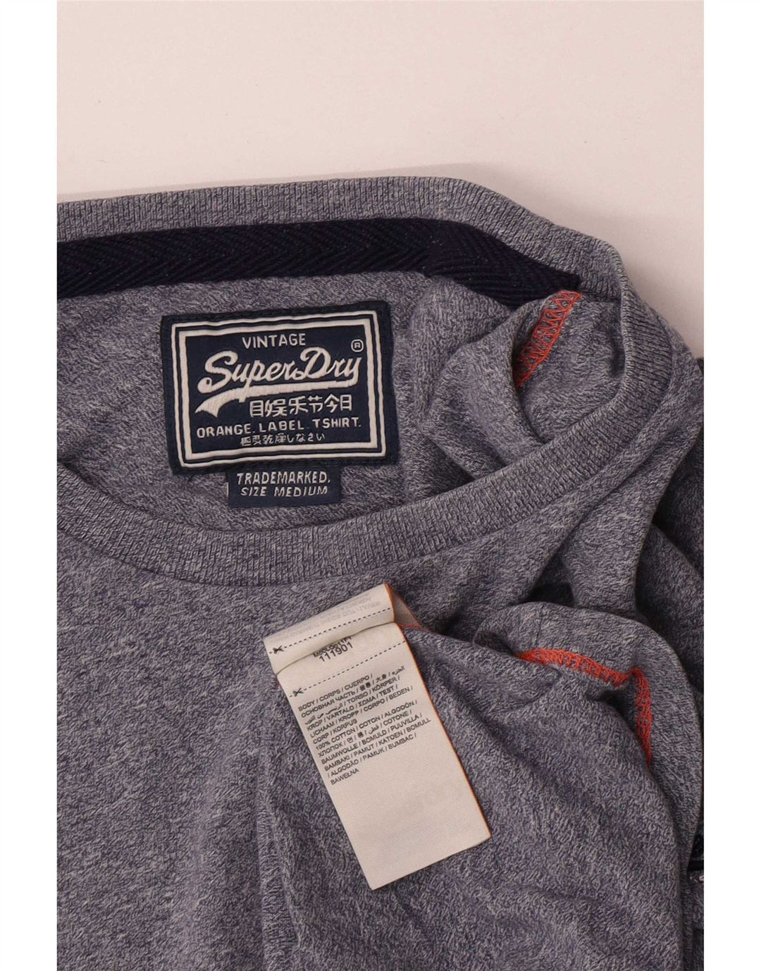 Superdry Herre Top Langærmet Medium Navyblå Flecked Bomuld