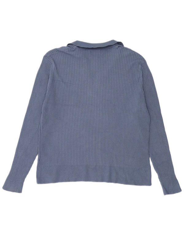 Marks & Spencer Dame Polo Neck Jumper Sweater UK 24 4XL Blå Viscose