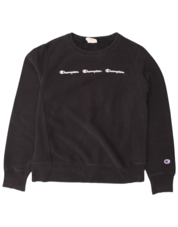 Champion Womens Grafisk Oversized Sweatshirt Jumper UK 10 Small Black