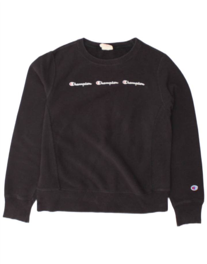 Champion Womens Grafisk Oversized Sweatshirt Jumper UK 10 Small Black