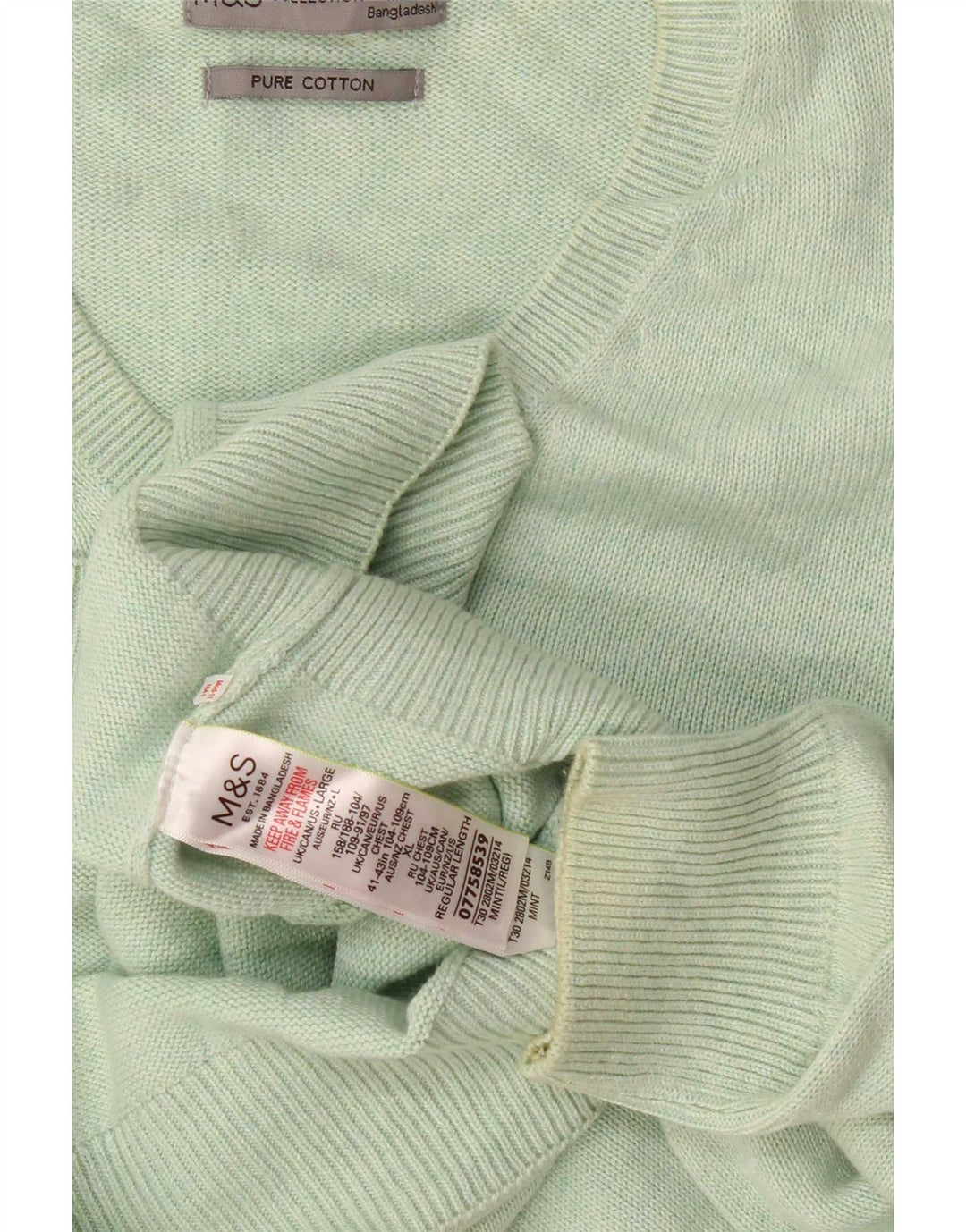 Marks & Spencer Herre V-hals sweater Stor turkis bomuld