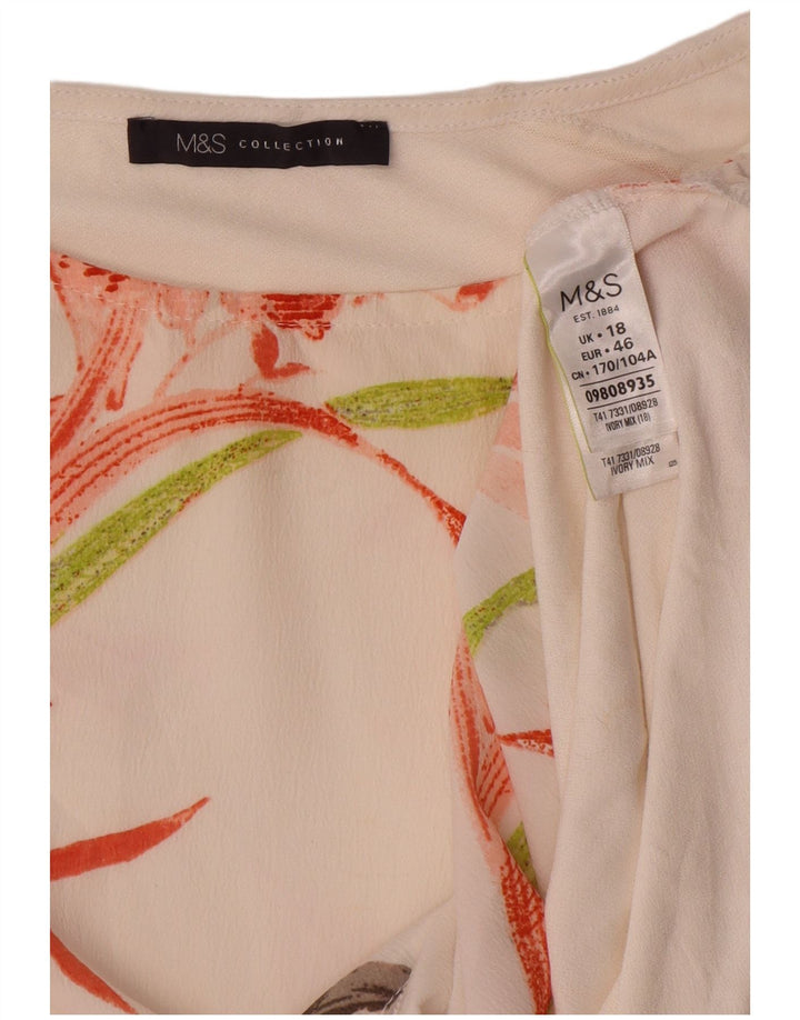 Marks & Spencer Damebluse Top UK 18 XL Off White Floral Polyester