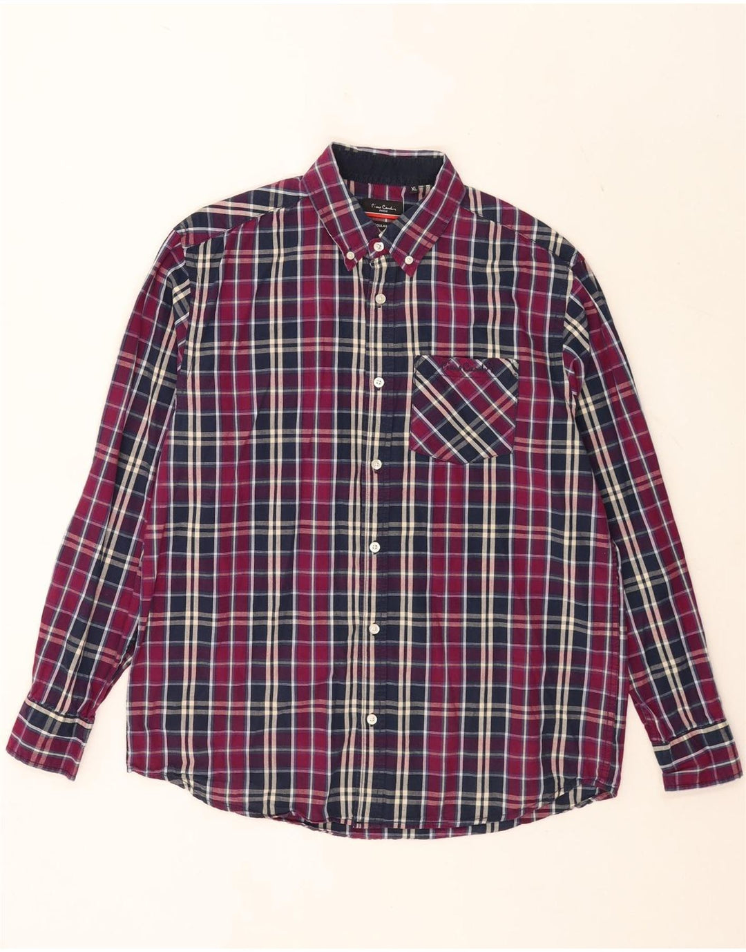 Pierre Cardin Herre Regular Fit skjorte XL Lilla Plaid