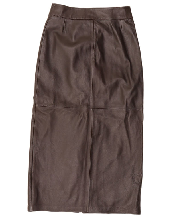 Helium Dame Maxi Læder Nederdel UK 10 Small W28 Brun