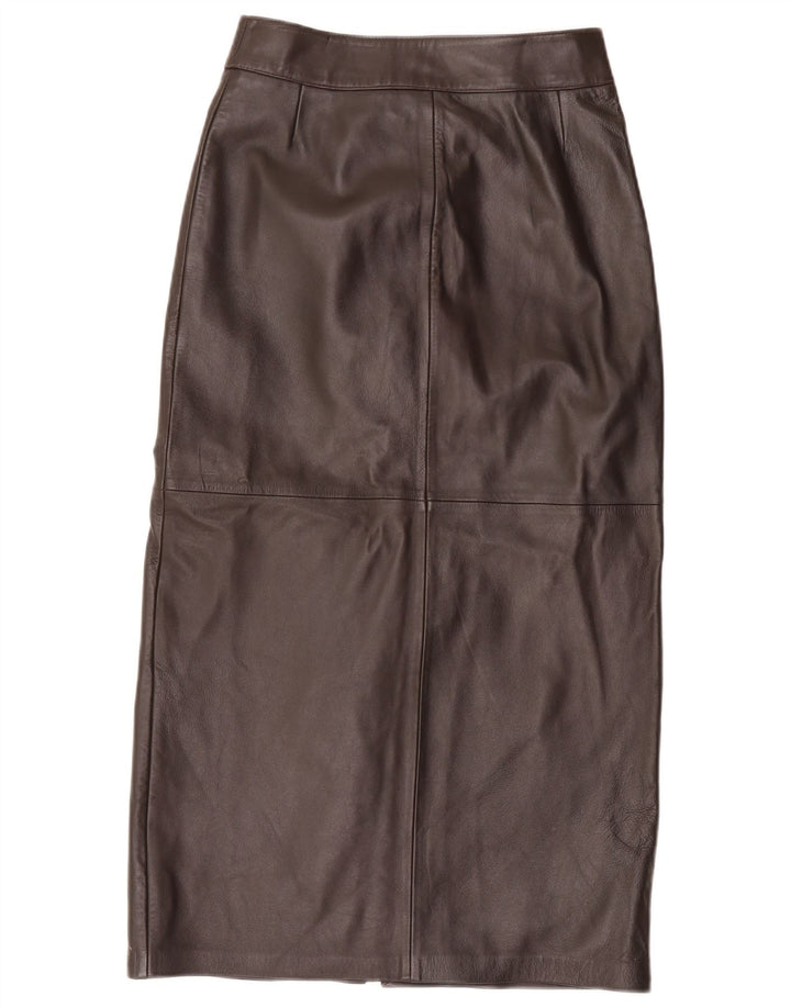 Helium Dame Maxi Læder Nederdel UK 10 Small W28 Brun