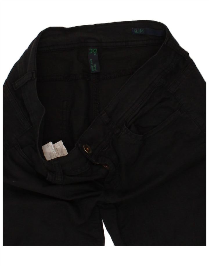 BENETTON Womens Slim Jeans W30 L30 Black Cotton Vintage Benetton and Second-Hand Benetton from Messina Hembry 
