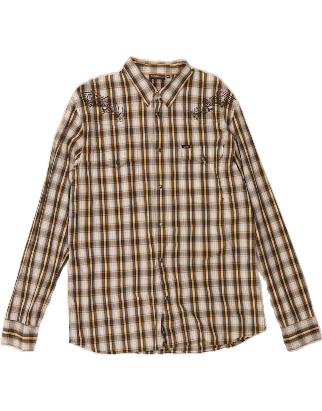 LEE Mens Graphic Shirt 2XL Beige Check Cotton Vintage Lee and Second-Hand Lee from Messina Hembry 