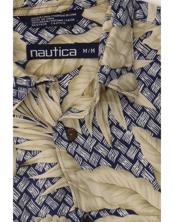 NAUTICA Mens Abstract Pattern Short Sleeve Shirt Medium Beige Hawaiian Vintage Nautica and Second-Hand Nautica from Messina Hembry 