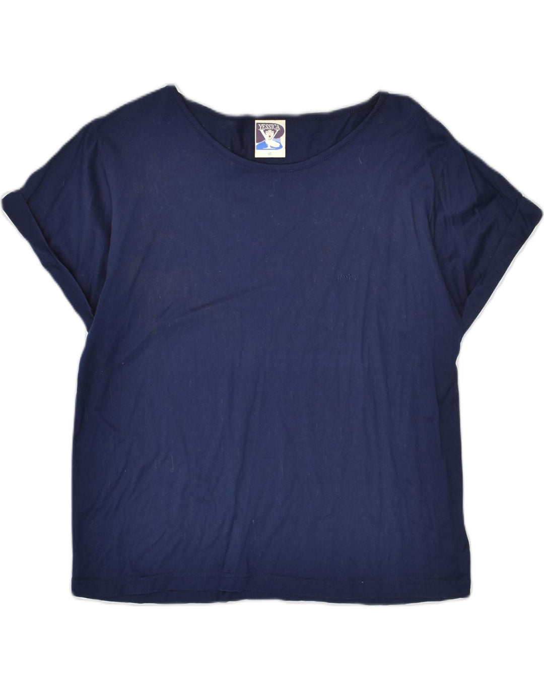 YESSICA Womens Blouse Top IT 46 Large Navy Blue Cotton | Vintage Yessica | Thrift | Second-Hand Yessica | Used Clothing | Messina Hembry 