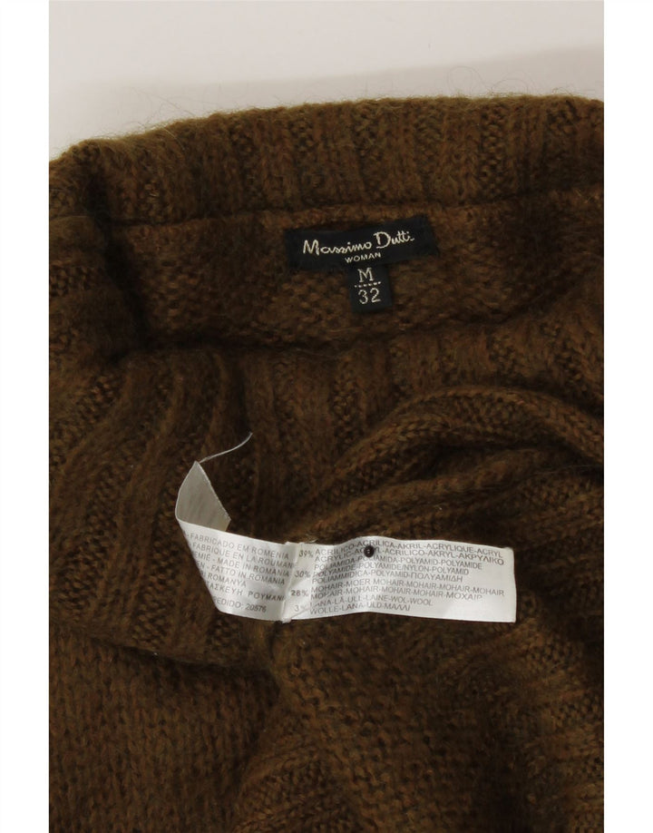 Massimo Dutti Dame Roll Neck Jumper Sweater UK 12 Medium Khaki Akryl
