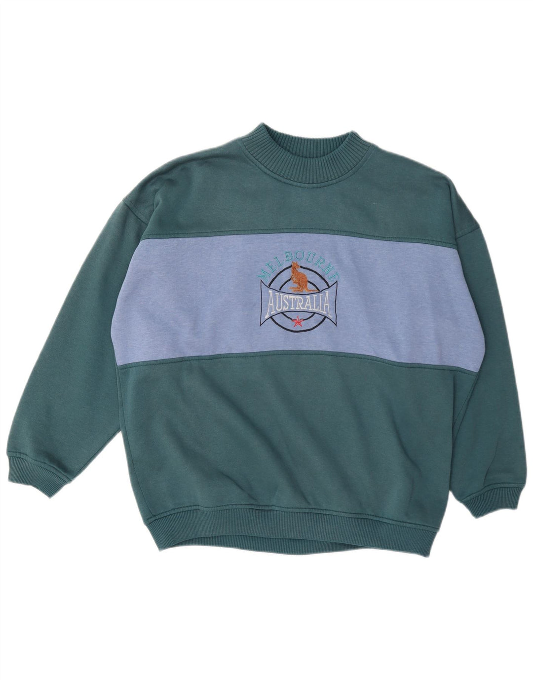 Vintage herre grafisk sweatshirt jumper XL Grøn Colourblock Polyester