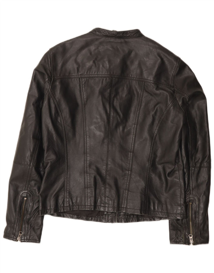 Vintage dame bikerjakke i læder UK 14 Stor sort læder