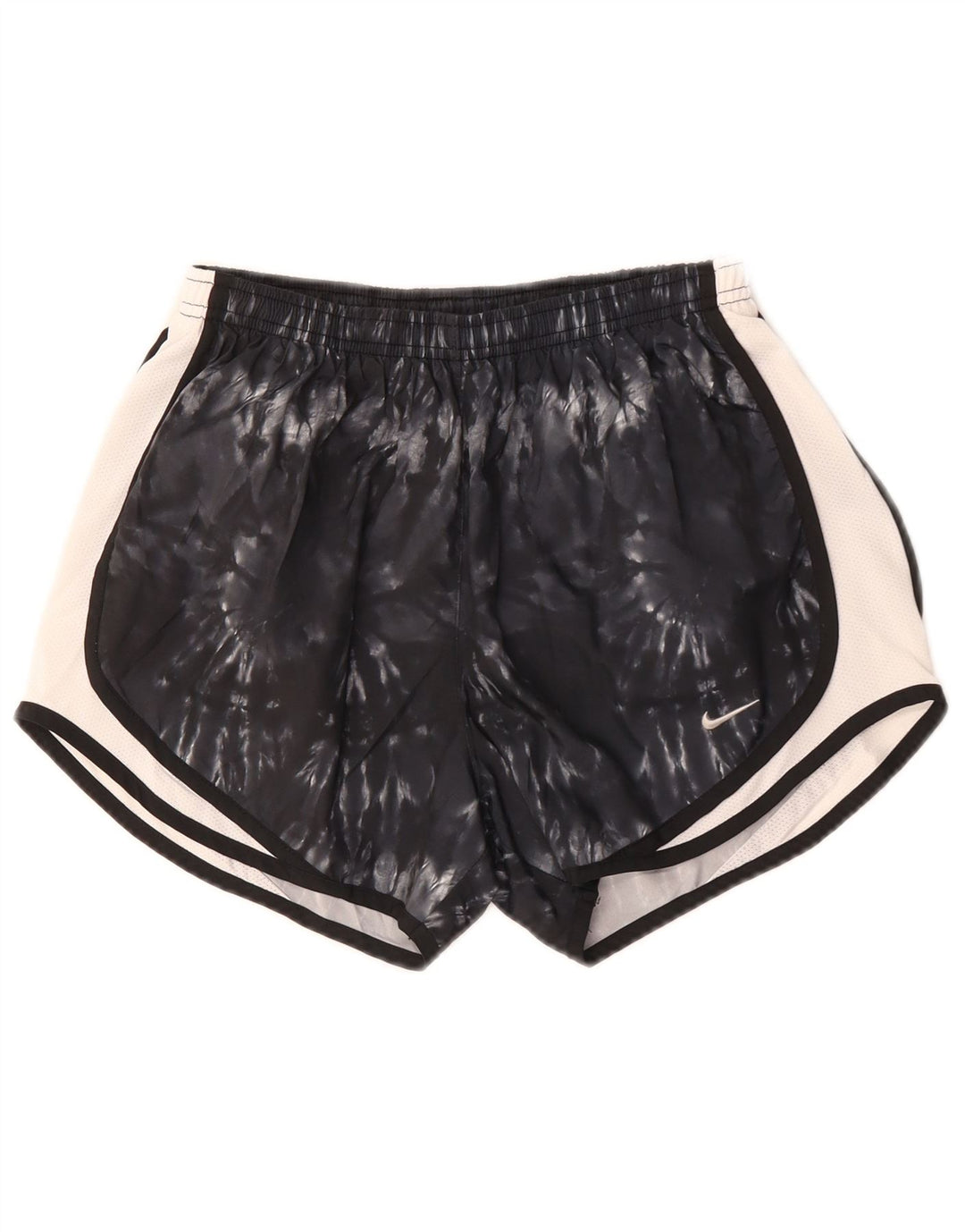 Nike Dame Dri Fit Sports Shorts UK 8 Small Black Tie Dye Polyester