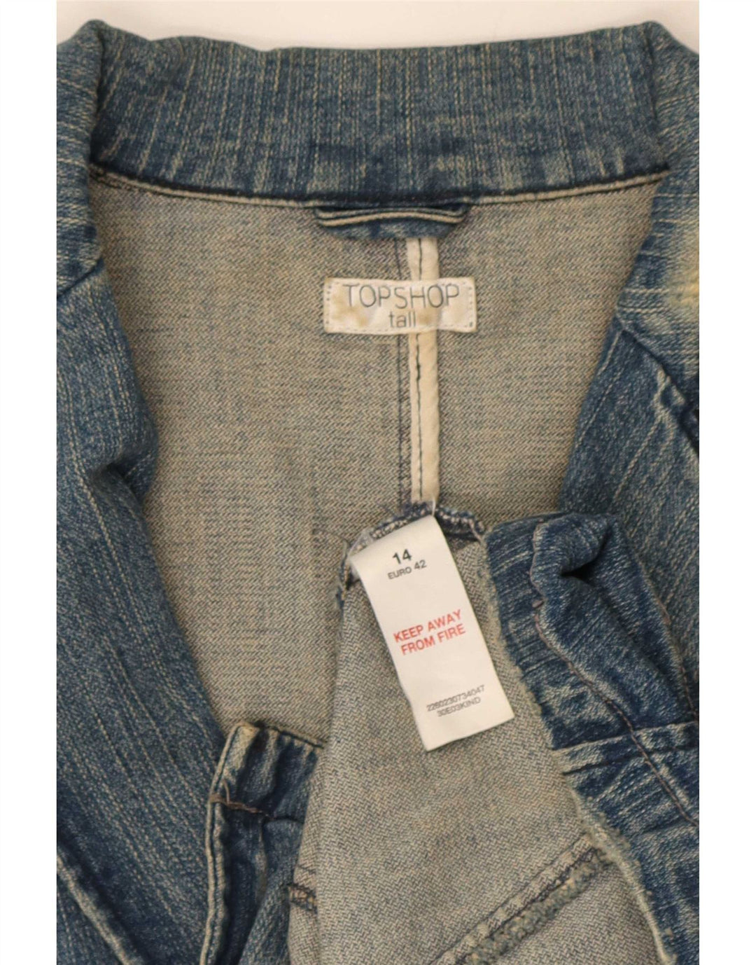 Topshop Dame 2 Knapper Denim Blazer Jacket UK 14 Medium Blue Bomuld