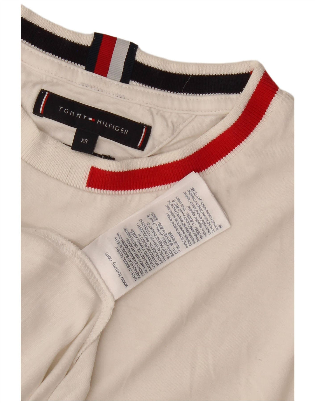 Tommy Hilfiger Herre T-Shirt Top XS Hvid Bomuld
