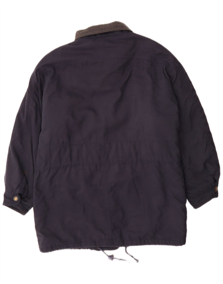 Vintage Herre Windbreaker Coat UK 38 Medium Navy Blue Colourblock Polyester