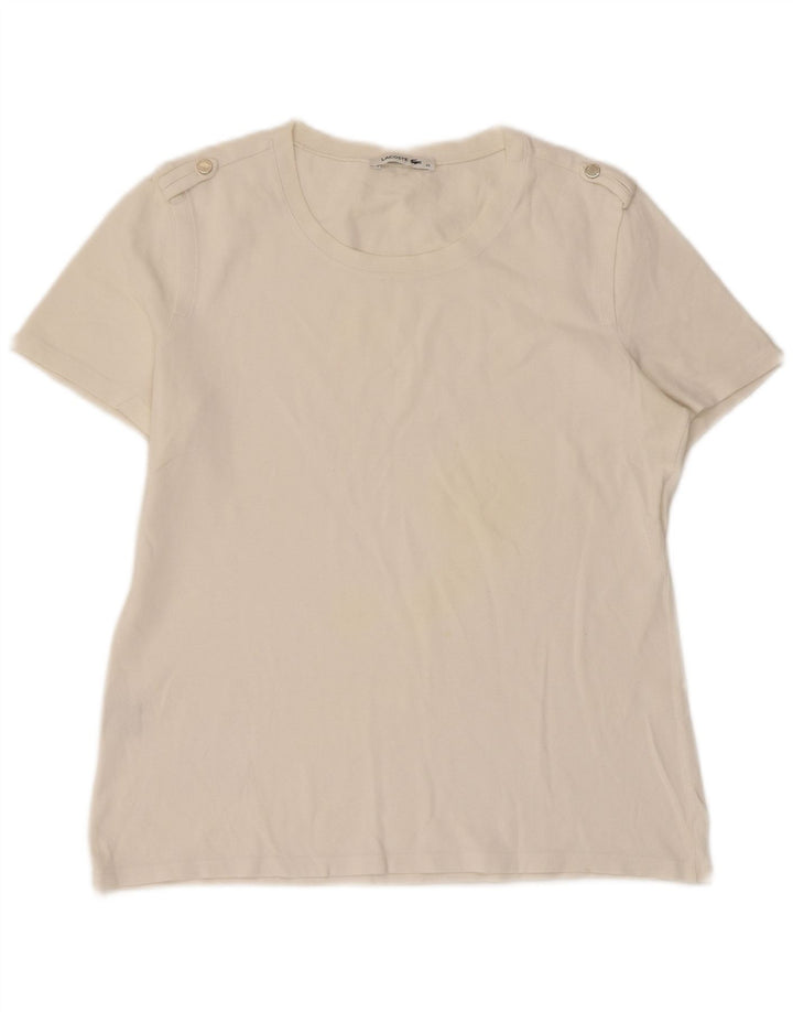 Lacoste Dame T-Shirt Top Str. 42 Stor Hvid Bomuld
