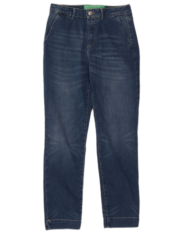 Benetton Dame Slim Jeans UK 8 Small W26 L27 Blue Cotton