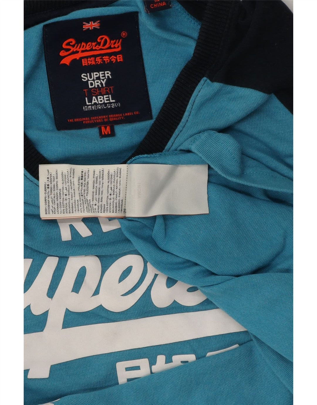 Superdry Herre grafisk top Langærmet mellemblå farveblok bomuld