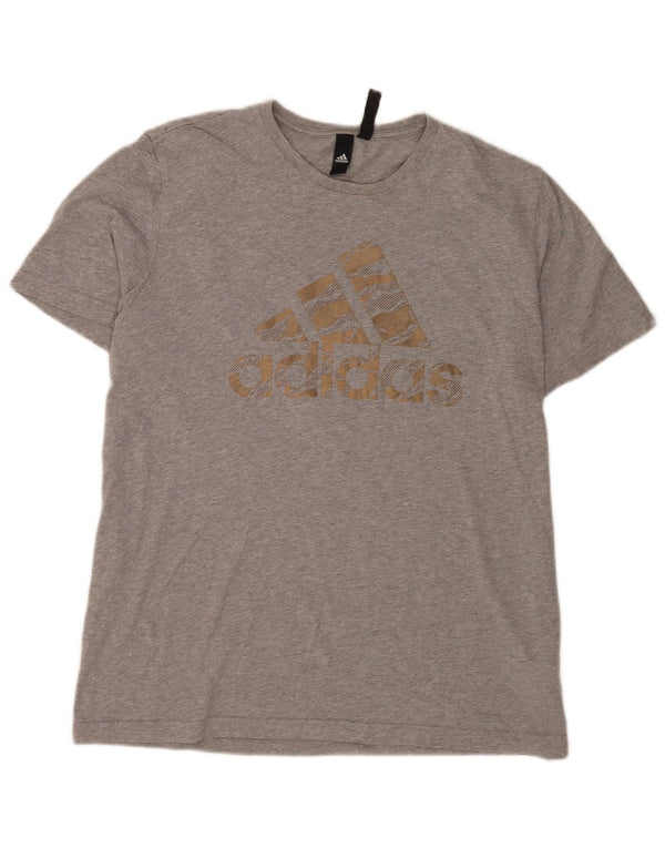 Adidas Herre grafisk T-shirt Top XL Grå Flecked Bomuld