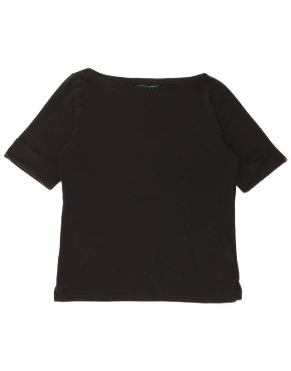 Ralph Lauren Dame T-Shirt Top UK 14 Stor Sort Bomuld