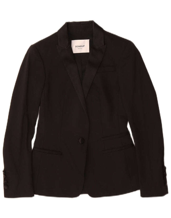 Dondup Dame 1 Knap Blazer Jakke IT 38 XS Sort Bomuld