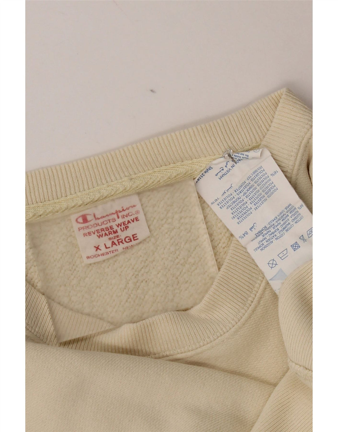 Champion Herre Sweatshirt Jumper XL Beige Bomuld