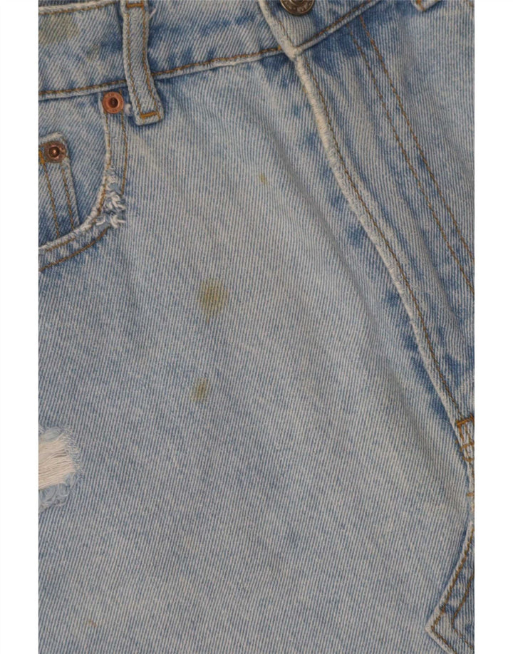 Zara Dame Distressed Mini Denim Nederdel Medium W28 Blå Bomuld