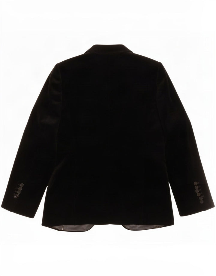 Zara Dame 1 Knap Velvet Blazer Jacket EU 42 Stor Sort Bomuld