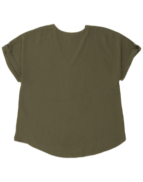Lipsy Womens Oversized Bluse Top UK 16 Large Green Polyester