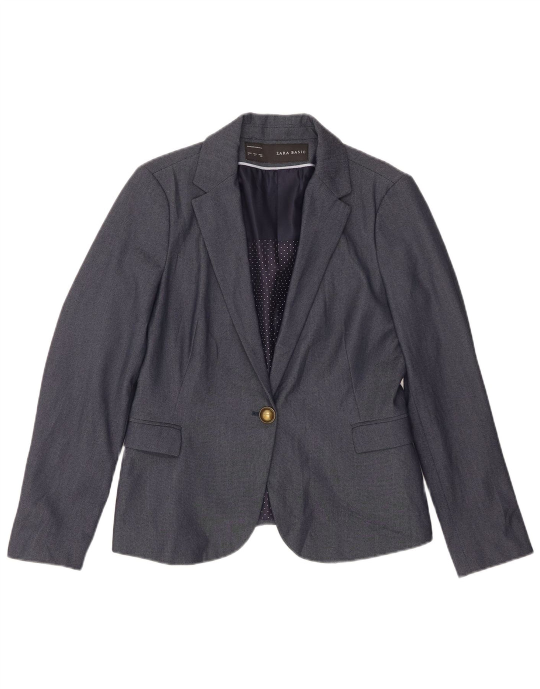 Zara Dame 1 Knap Blazer Jacket UK 14 Large Navy Blue