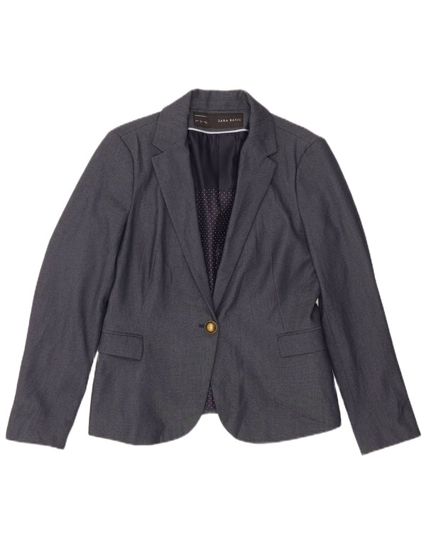 Zara Dame 1 Knap Blazer Jacket UK 14 Large Navy Blue