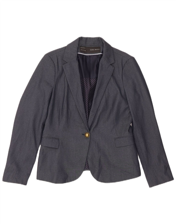 Zara Dame 1 Knap Blazer Jacket UK 14 Large Navy Blue