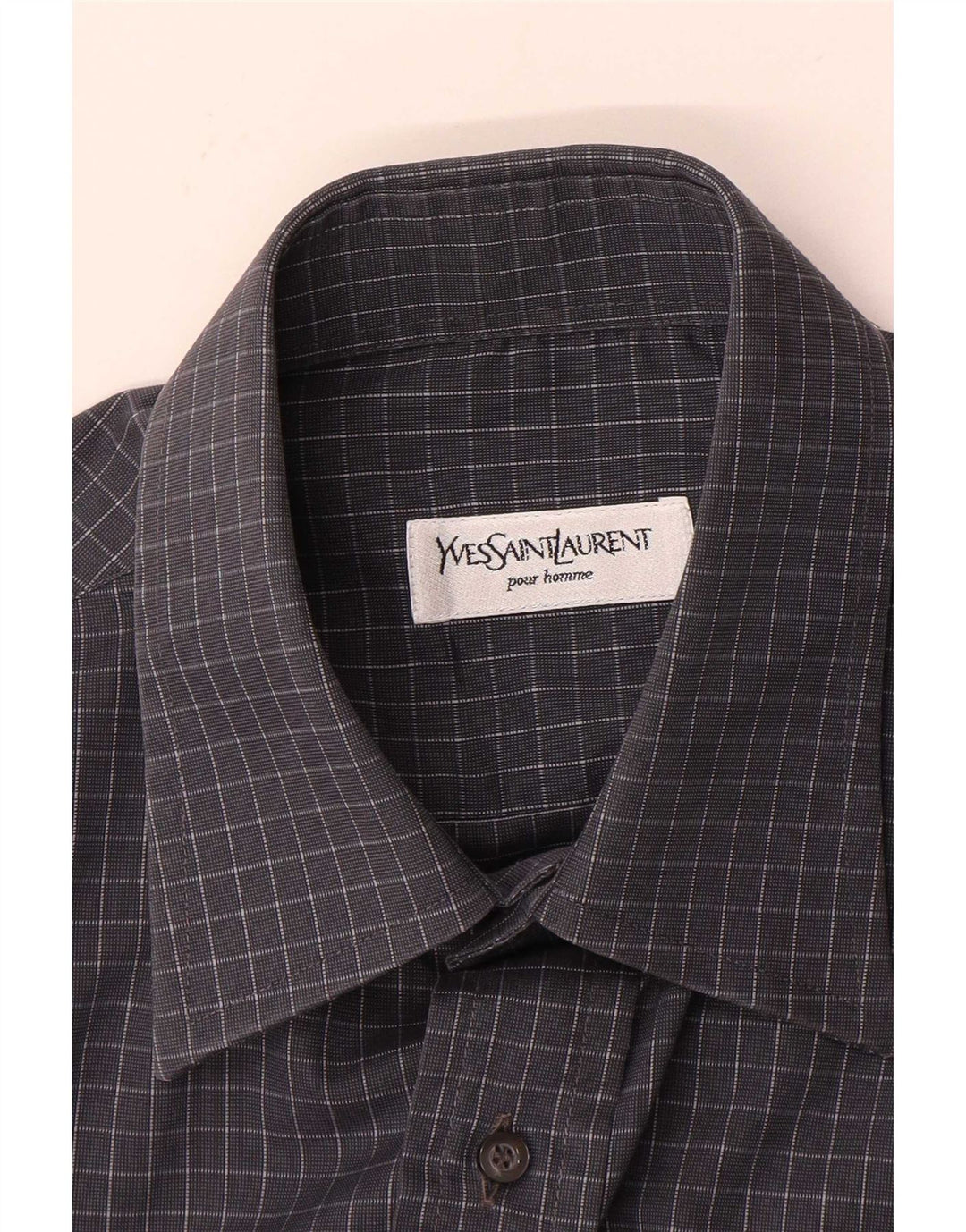 Yves Saint Laurent Herreskjorte str. 40 15 3/4 Medium Grå Gingham