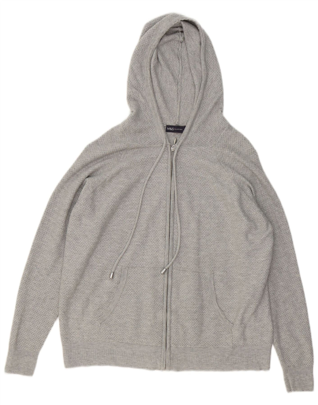 Marks & Spencer Dame Hættetrøje Sweater UK 14 Medium Grey Viscose