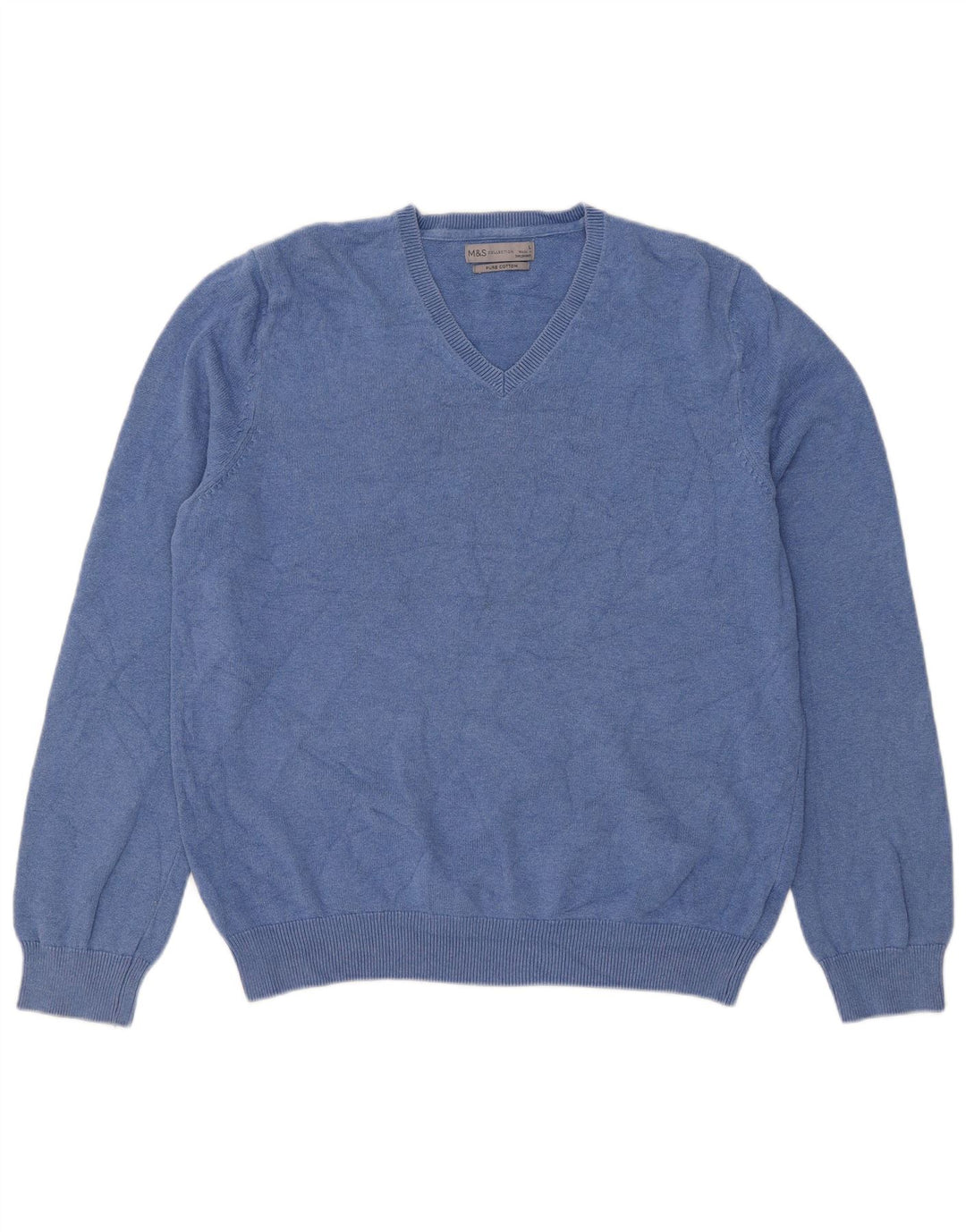 Marks & Spencer Herre V-hals sweater Stor blå bomuld