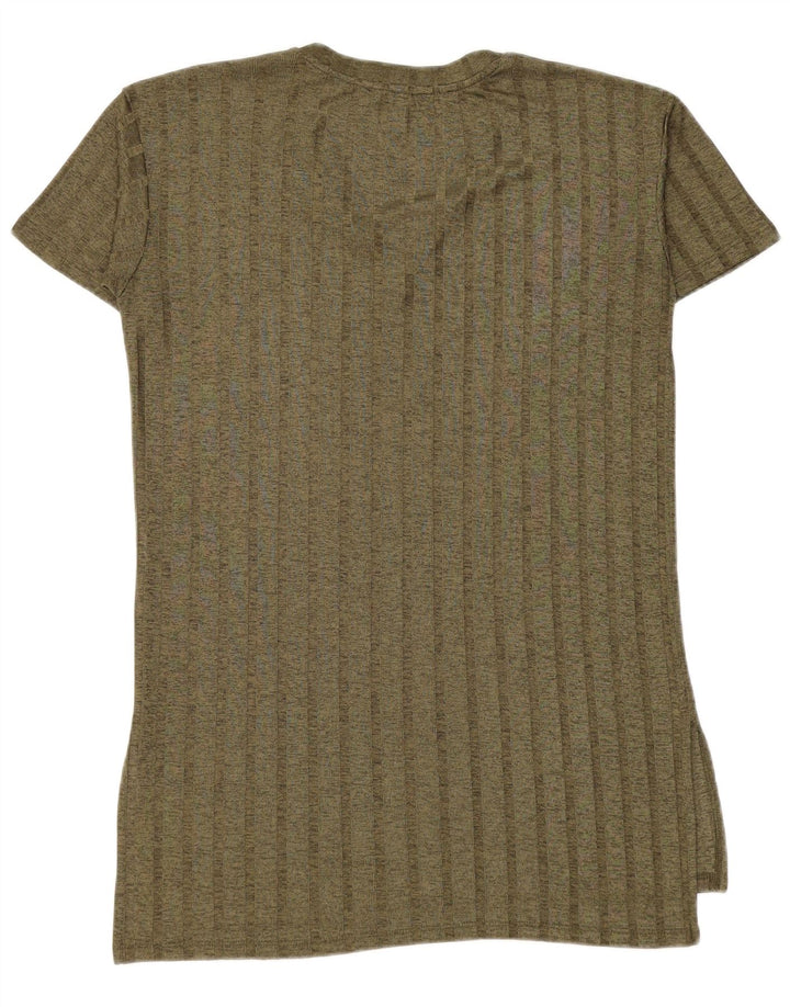 Zara Longline T-Shirt Top UK 14 Medium Grøn Flecked